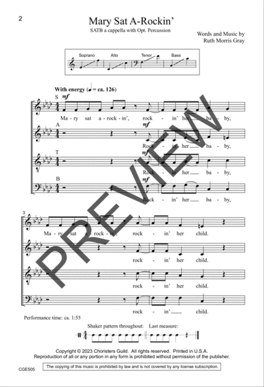 Mary Sat ARockin' (SATB) Mary Sat ARockin' (SATB) 4-Part scores gallery preview page 2