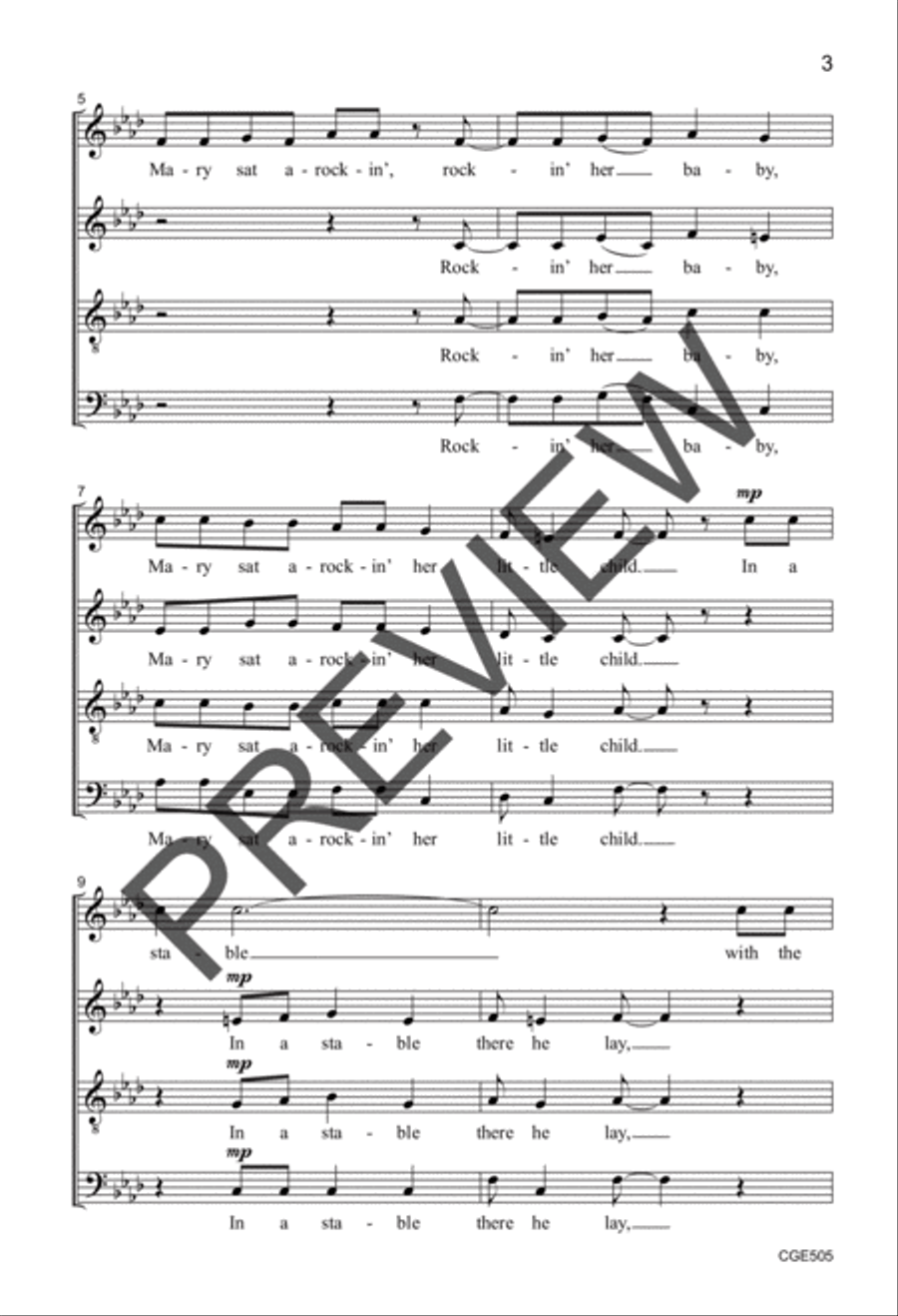 Mary Sat ARockin' (SATB) Mary Sat ARockin' (SATB) 4-Part scores gallery preview page 3