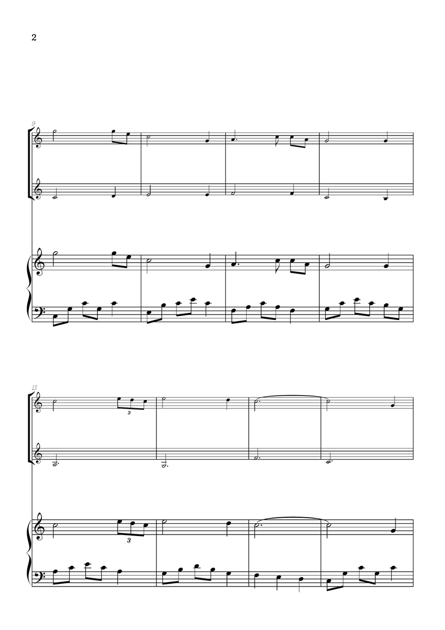 Amazing Grace • easy violin duet sheet music with intermediate piano accompaniment String Duet scores gallery preview page 2