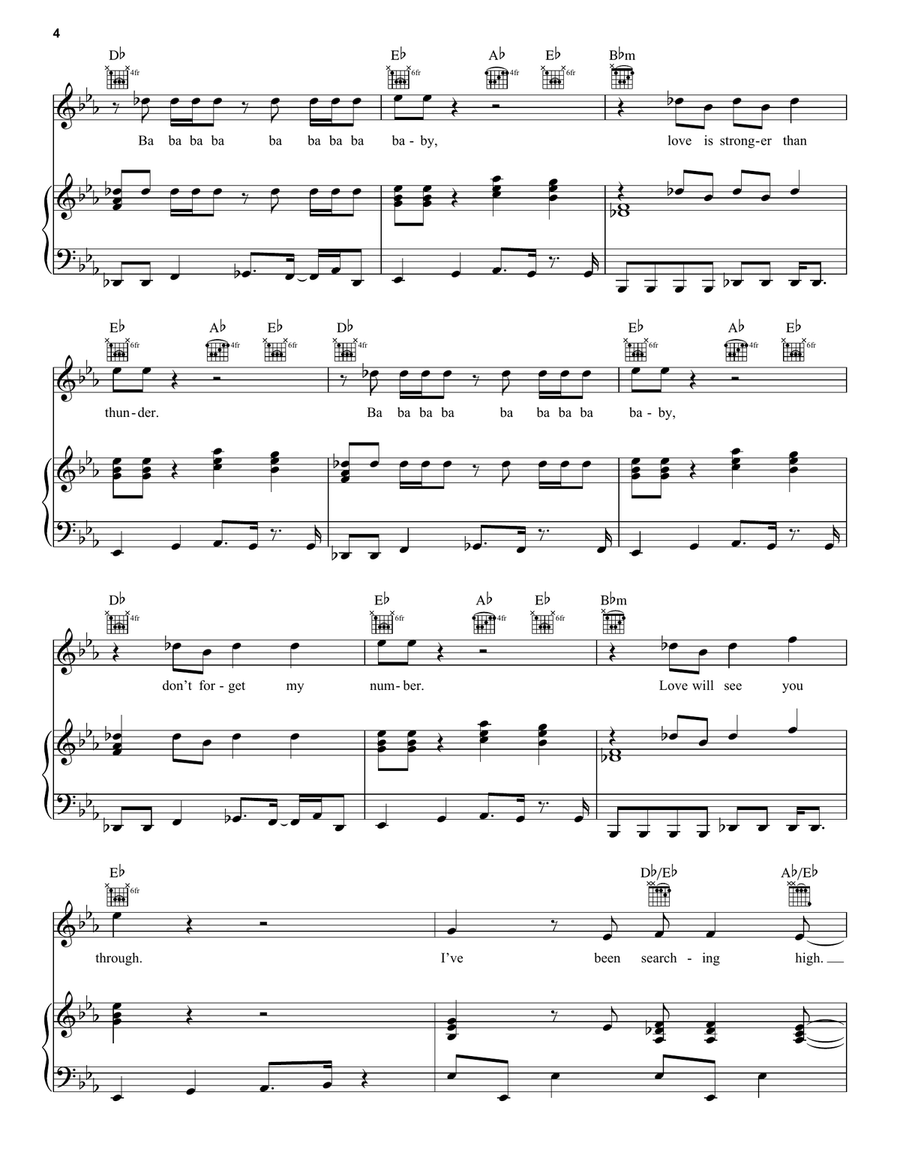 Baby Don't Forget My Number Piano, Vocal, Guitar scores gallery preview page 4