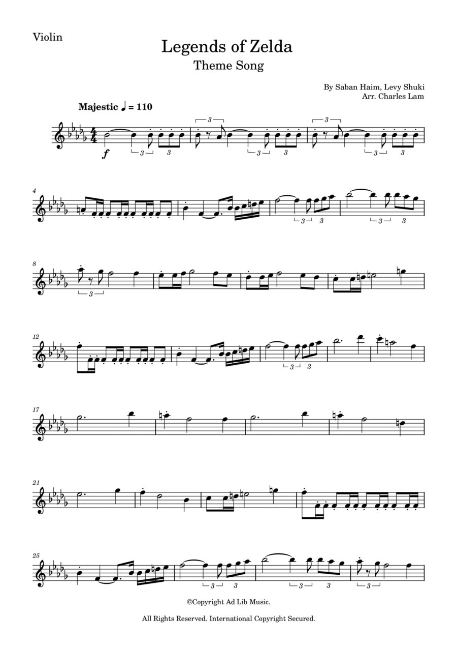 The Legend Of Zelda Violin Solo scores gallery preview page 1