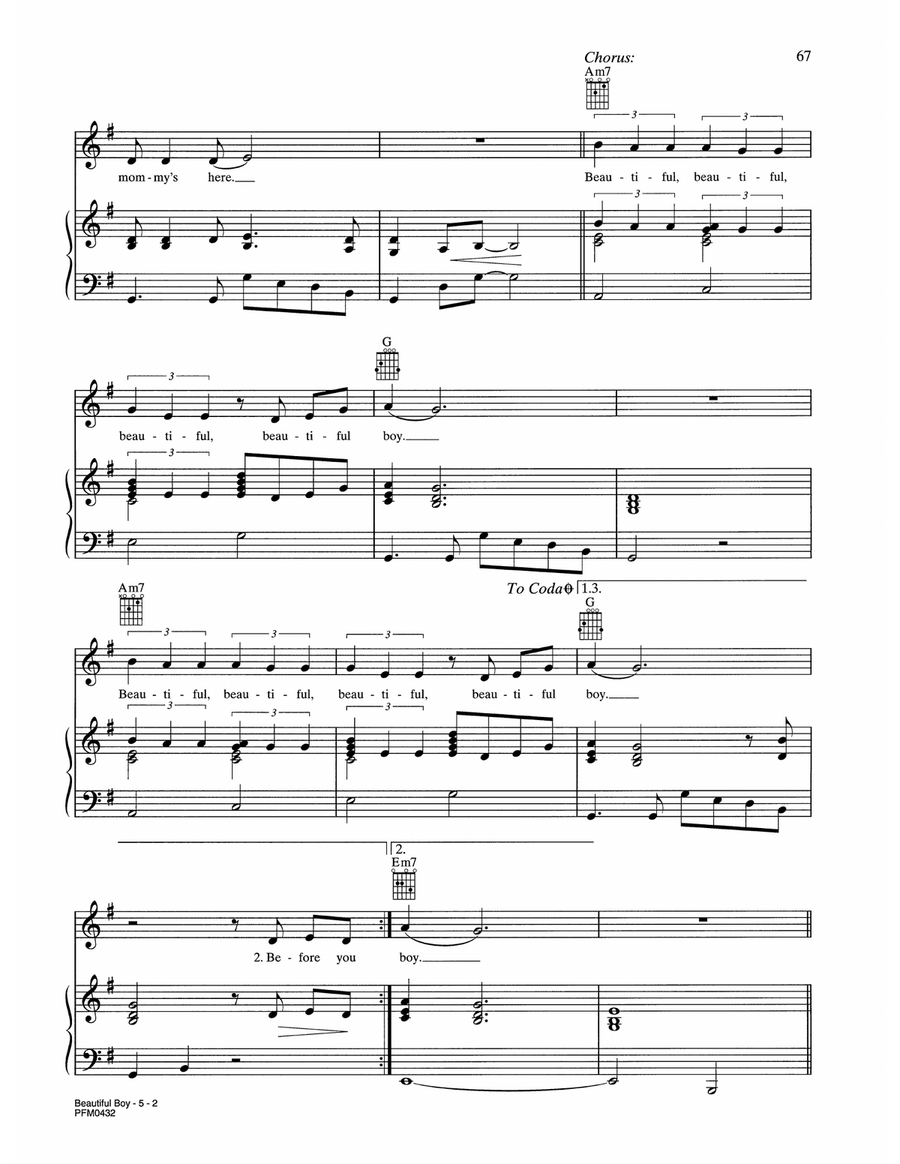 Beautiful Boy (Darling Boy) Piano, Vocal, Guitar scores gallery preview page 2