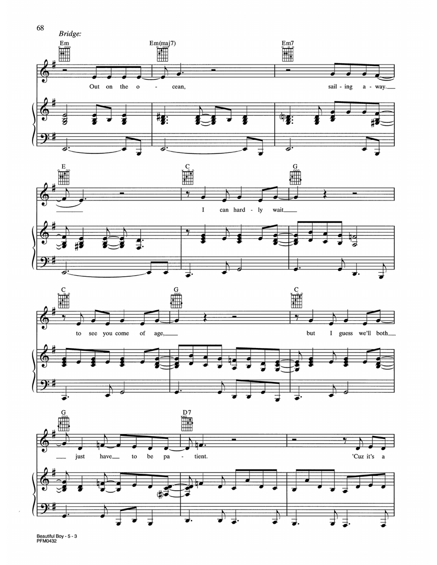 Beautiful Boy (Darling Boy) Piano, Vocal, Guitar scores gallery preview page 3