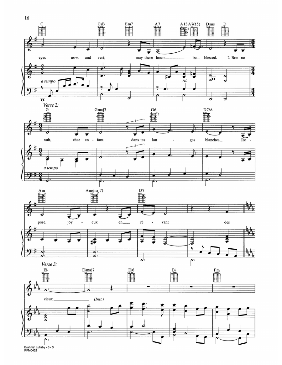 Brahm's Lullaby Brahm's Lullaby Piano, Vocal, Guitar scores gallery preview page 3