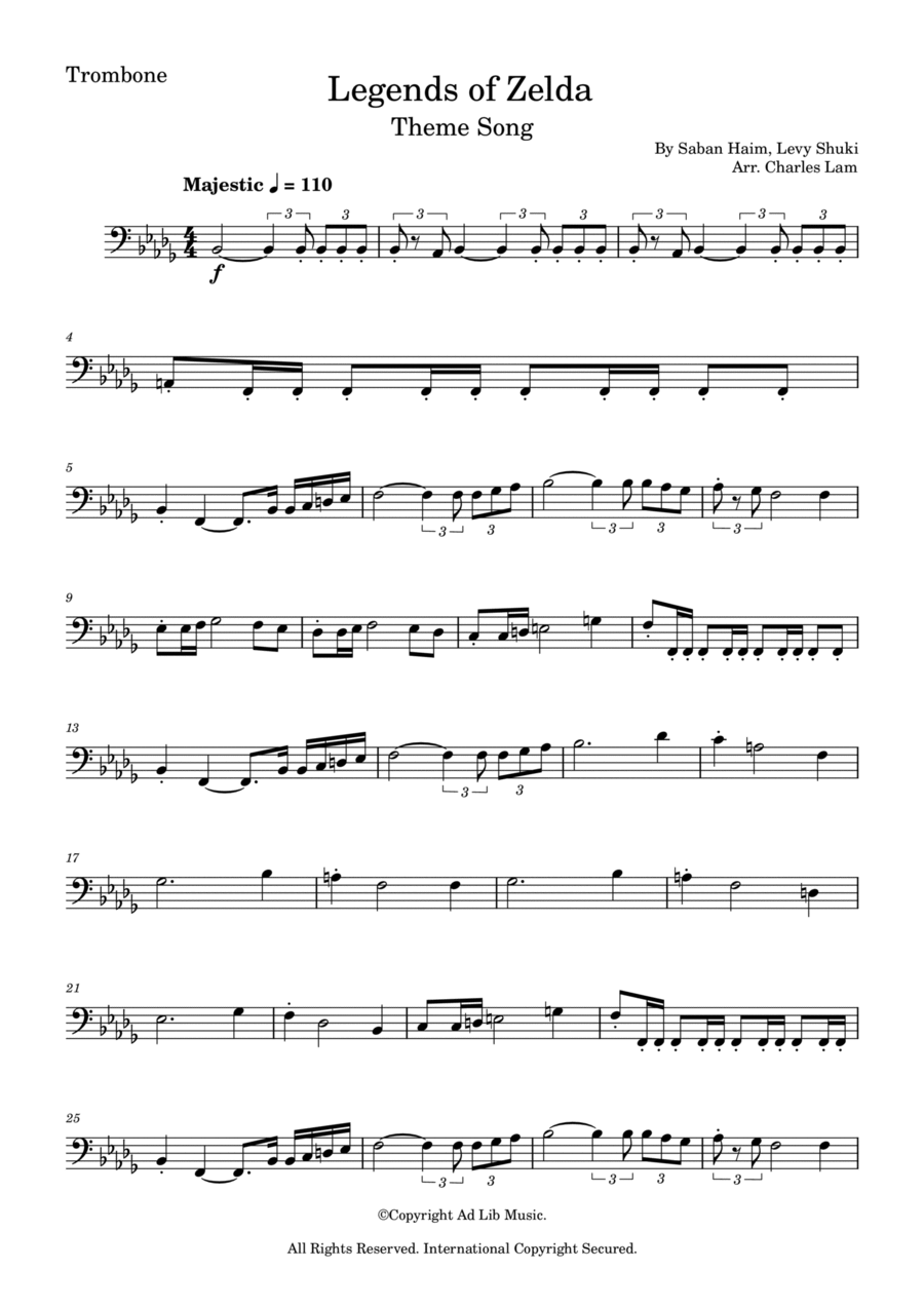 The Legend Of Zelda Bass Trombone scores gallery preview page 1
