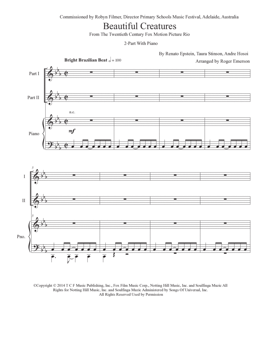 Beautiful Creatures 2-Part scores gallery preview page 1
