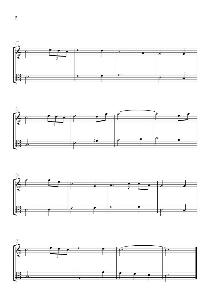 Amazing Grace • easy violin and viola duet sheet music String Duet scores gallery preview page 2