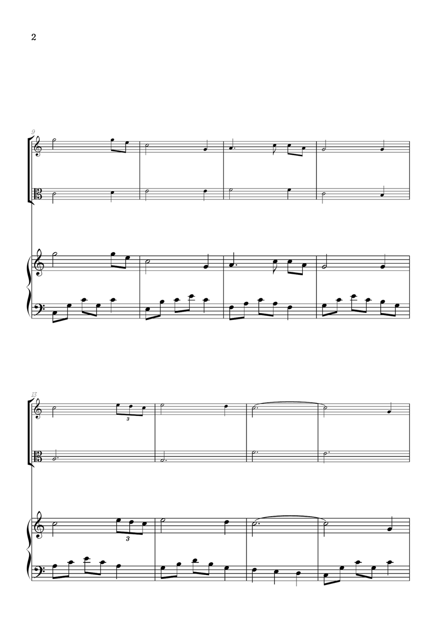Amazing Grace • easy violin and viola sheet music with piano accompaniment String Duet scores gallery preview page 2