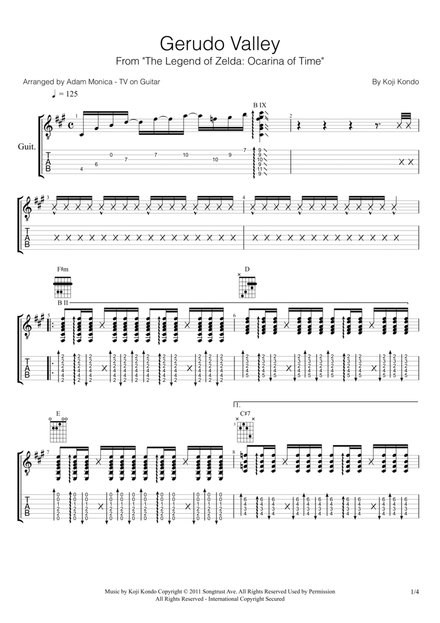 Gerudo Valley Acoustic Guitar scores gallery preview page 1