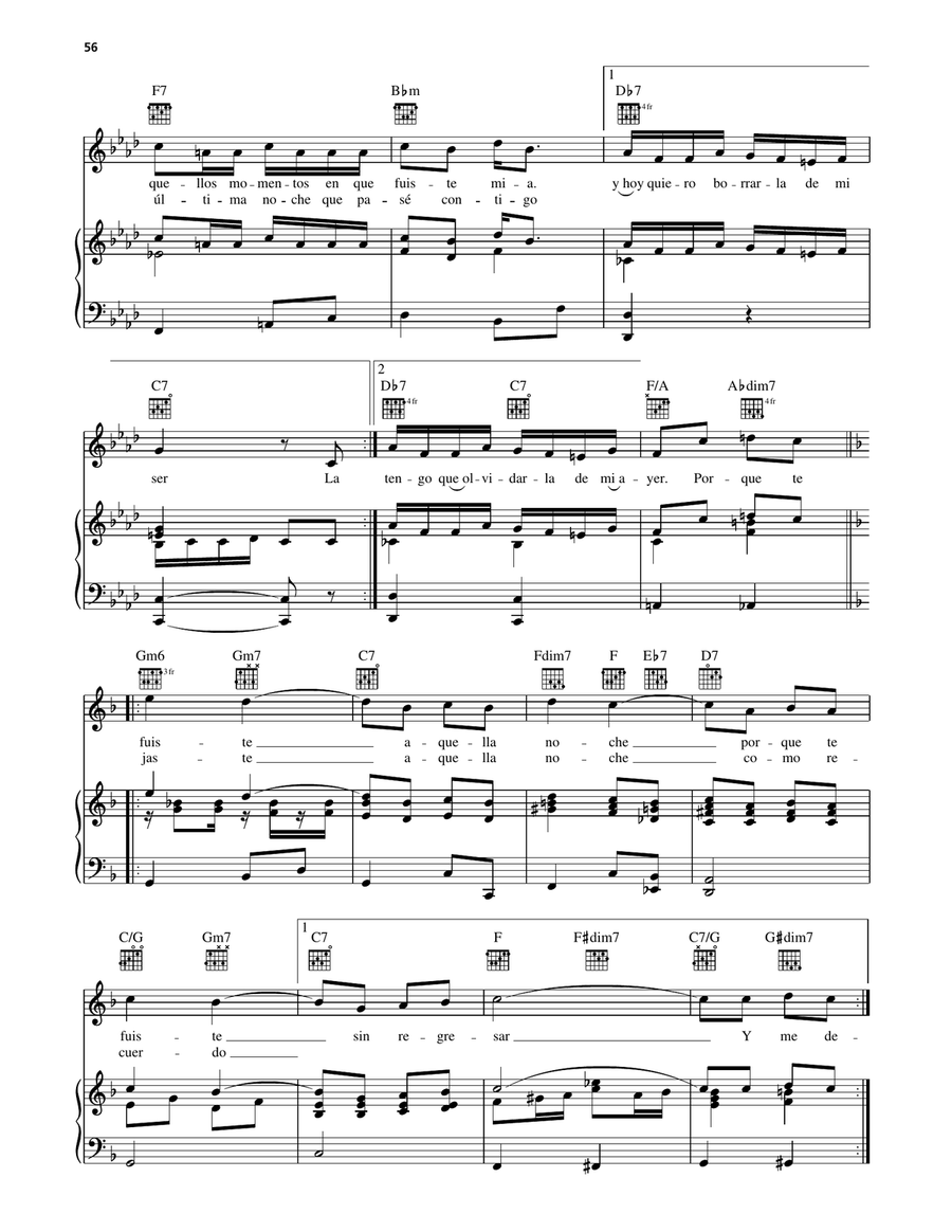 La Ultima Noche La Ultima Noche Piano, Vocal, Guitar scores gallery preview page 2