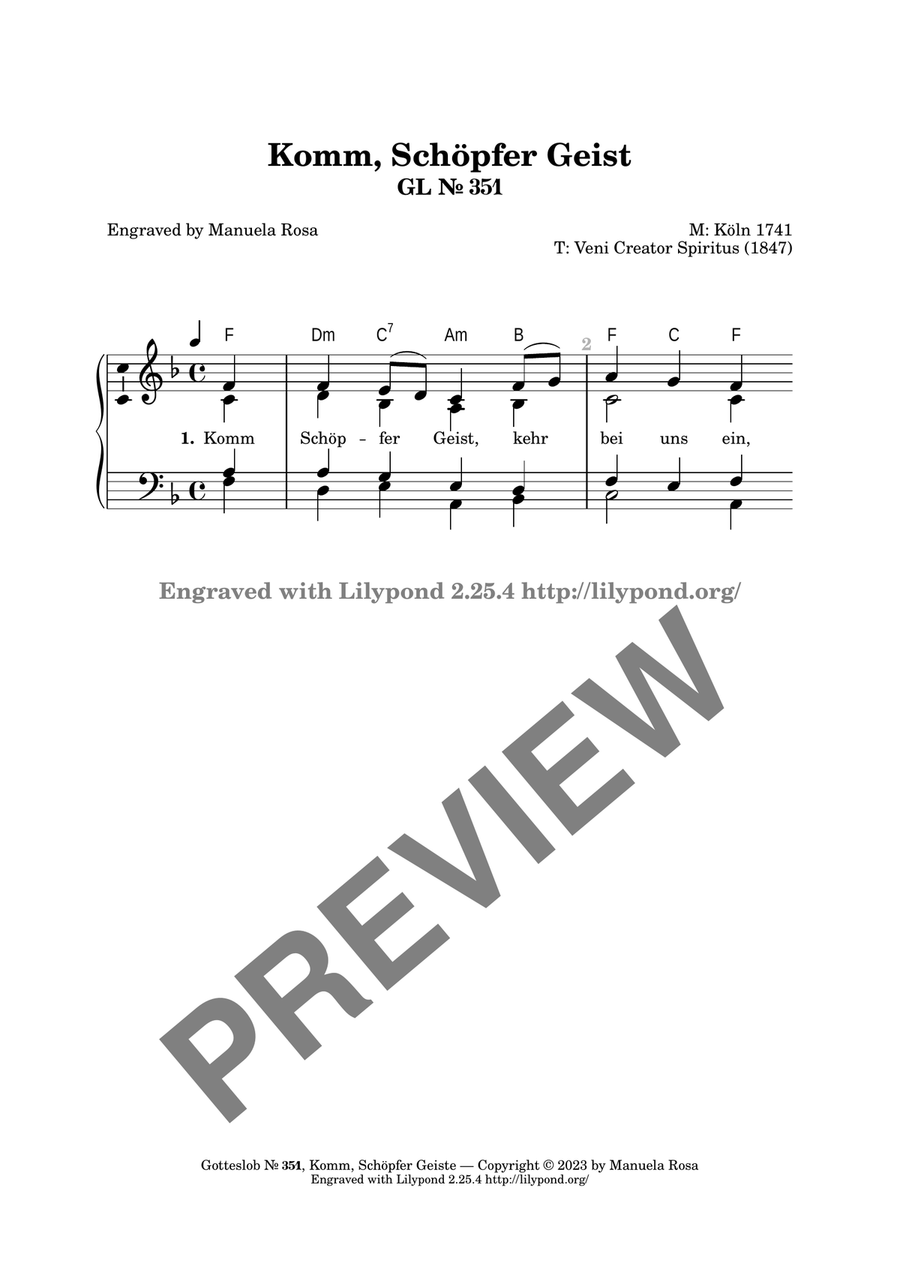 Komm, Schöpfer Geist (Gotteslob 351) Piano Method scores gallery preview page 3