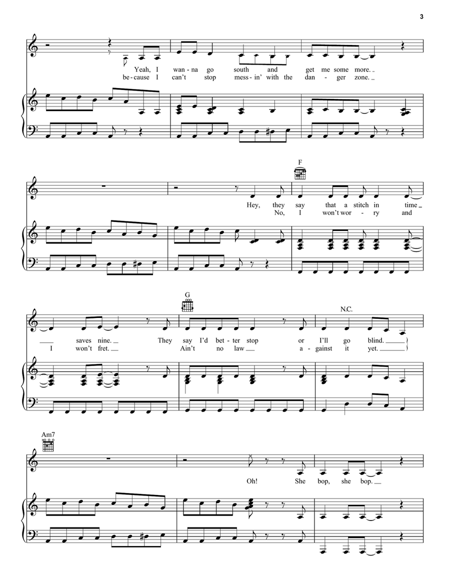 She Bop She Bop Piano, Vocal, Guitar scores gallery preview page 3