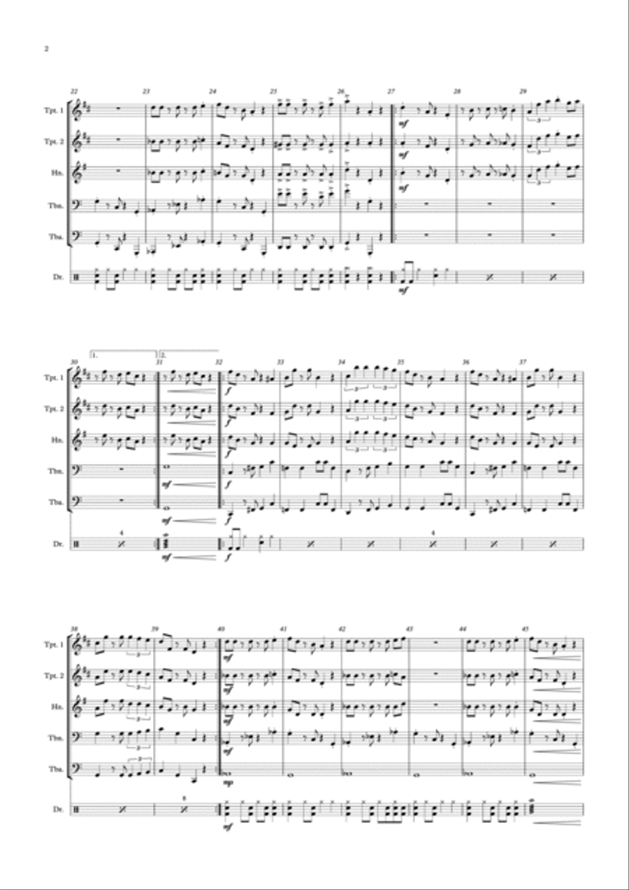 Super Mario Bros Theme Brass Quintet scores gallery preview page 2