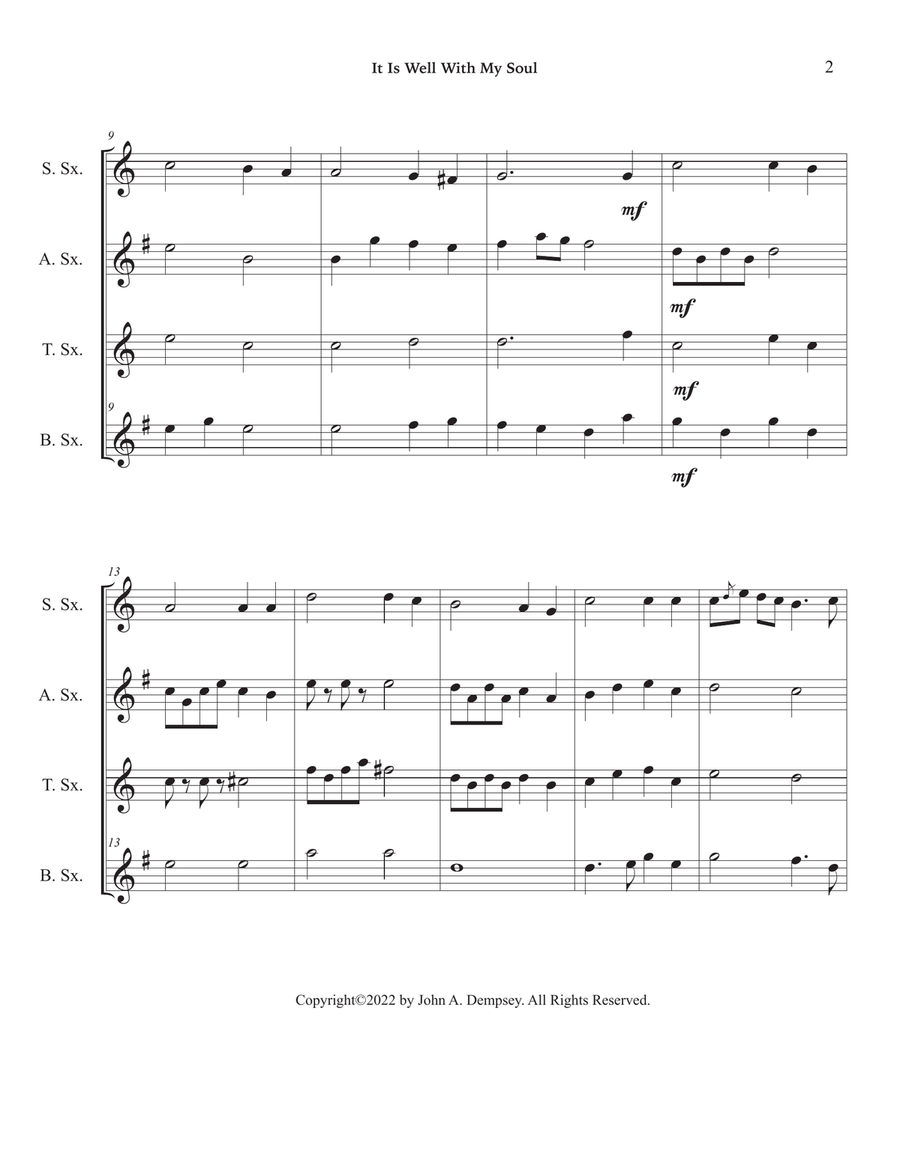 It Is Well With My Soul (Sax Quartet: SATB) Saxophone Quartet scores gallery preview page 6