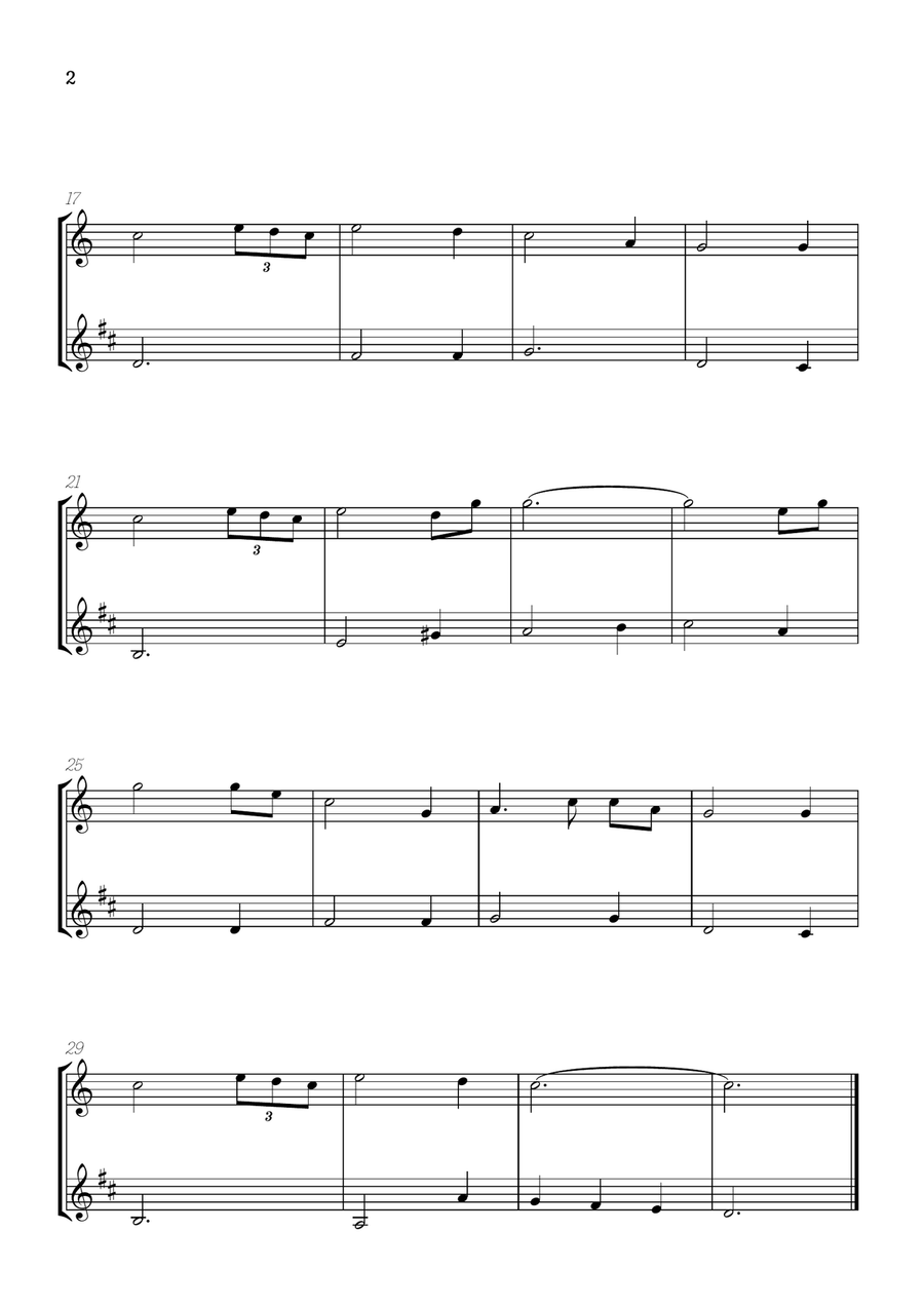 Amazing Grace • easy flute and clarinet sheet music Woodwind Duet scores gallery preview page 2