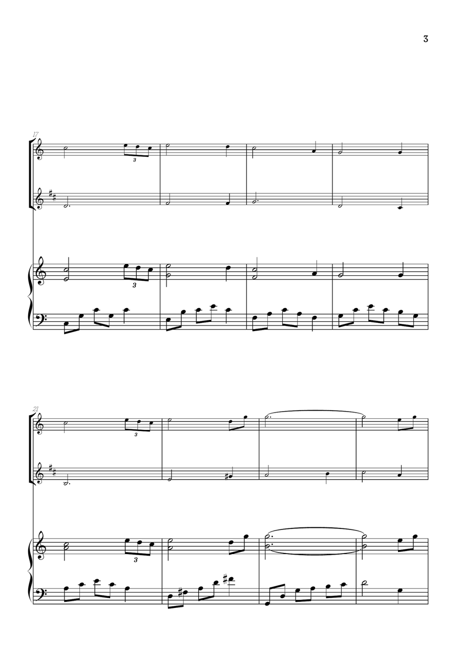 Amazing Grace • easy flute and clarinet sheet music with piano accompaniment Woodwind Duet scores gallery preview page 3