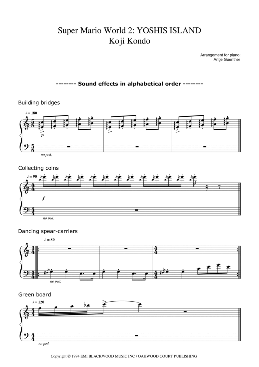 Super Mario Bros Theme Piano Solo scores gallery preview page 1
