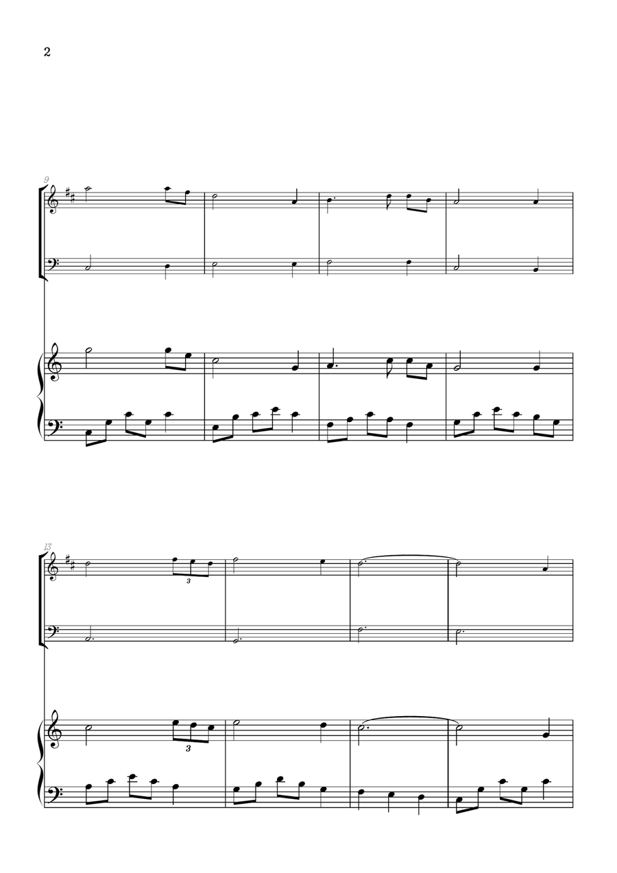 Amazing Grace • easy trumpet and trombone sheet music with piano accompaniment Brass Duet scores gallery preview page 2