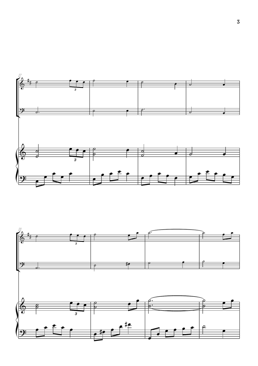 Amazing Grace • easy trumpet and trombone sheet music with piano accompaniment Brass Duet scores gallery preview page 3