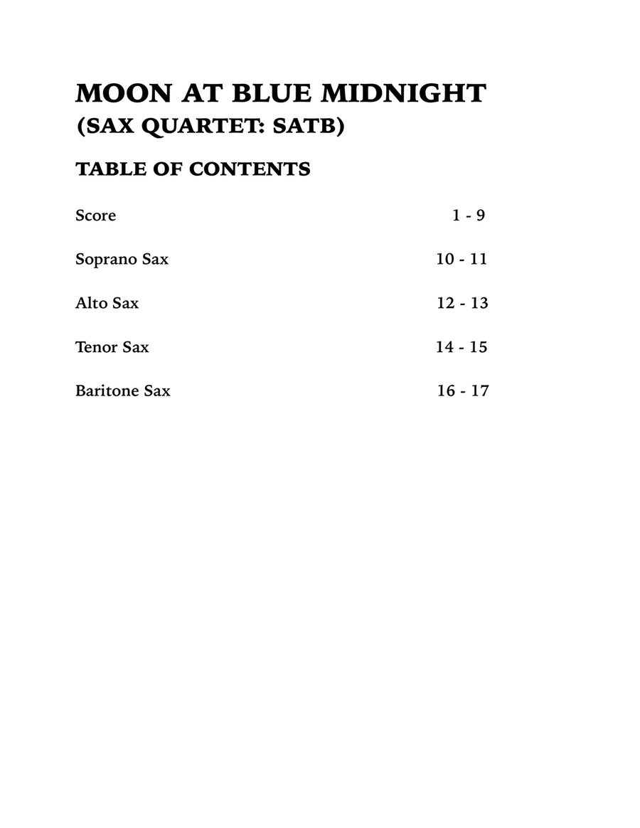 Moon at Blue Midnight (Sax Quartet): SATB Saxophone Quartet scores gallery preview page 4