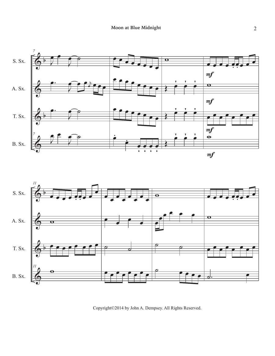 Moon at Blue Midnight (Sax Quartet): SATB Saxophone Quartet scores gallery preview page 6