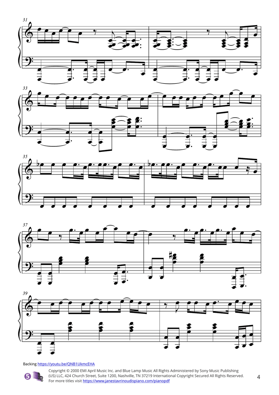 Drops Of Jupiter (tell Me) Piano Solo scores gallery preview page 4