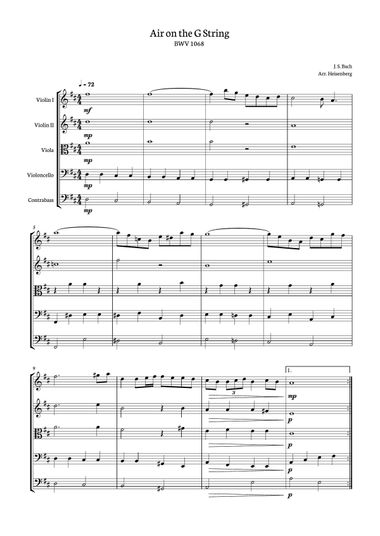 Bach - Air on the G String for String quintet