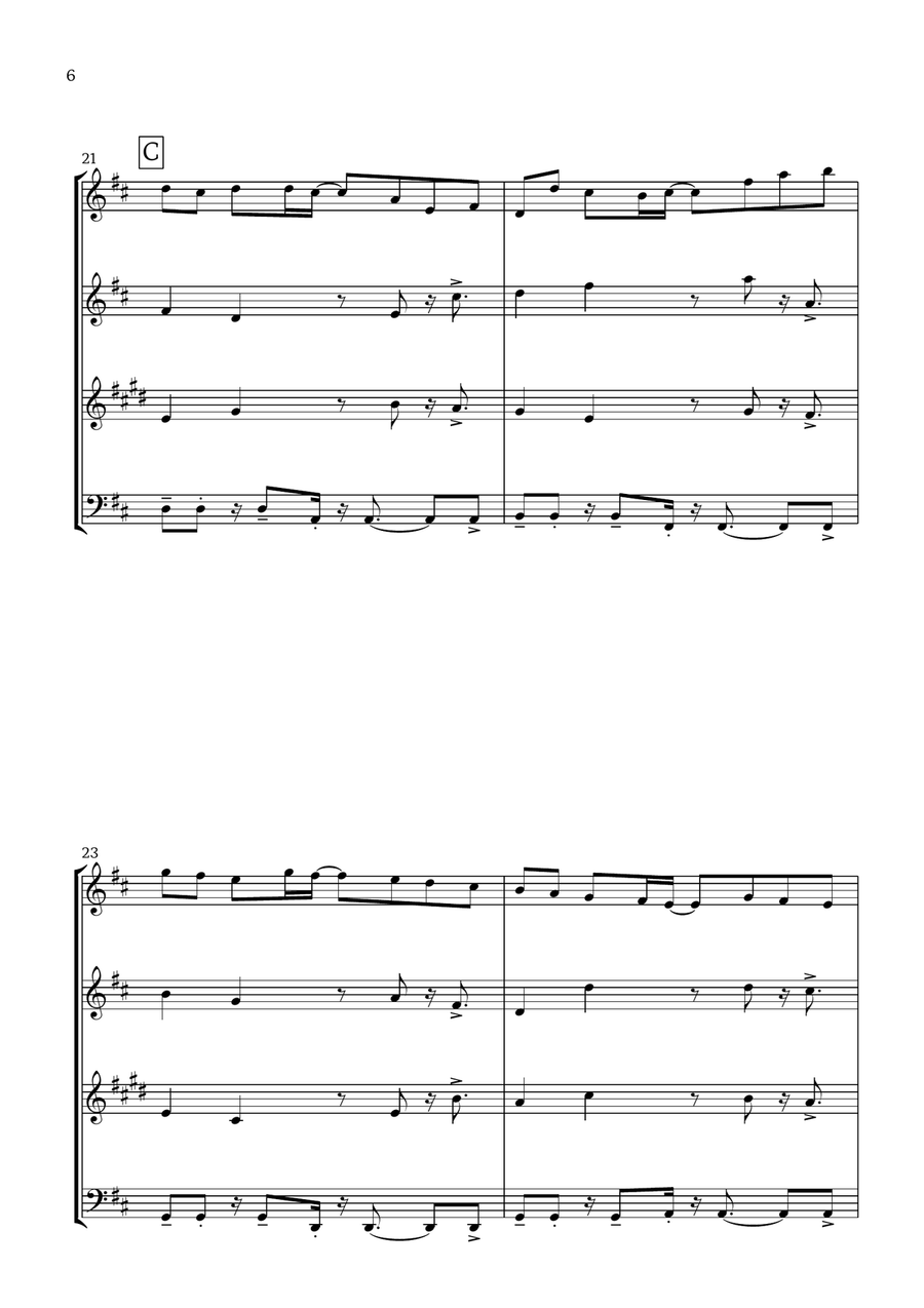 Canon in D (Pop Style) - For Woodwind Quartet Woodwind Quartet scores gallery preview page 6