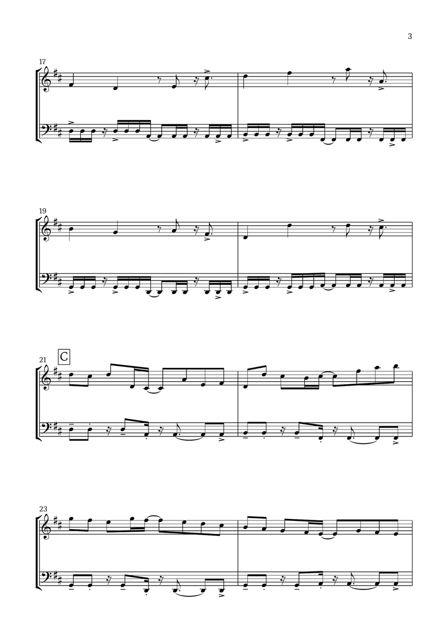 Canon in D (Pop Style) - For Violin and Bassoon Chamber Music scores gallery preview page 3