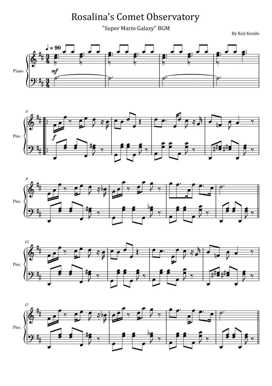 Super Mario Bros Theme Piano Solo scores gallery preview page 1