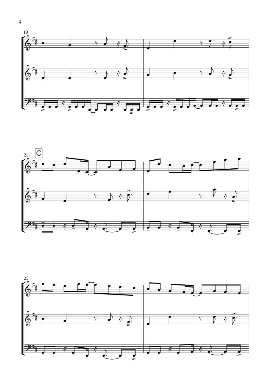 Canon in D (Pop Style) - For Violin, Oboe and Bassoon Small Ensemble scores gallery preview page 4