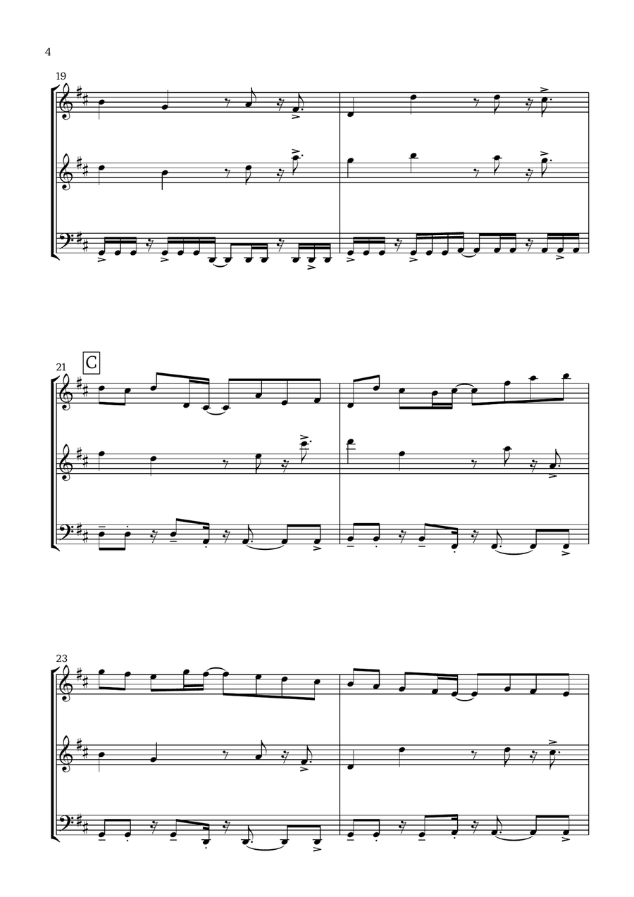 Canon in D (Pop Style) - For Violin, Flute and Bassoon Small Ensemble scores gallery preview page 4