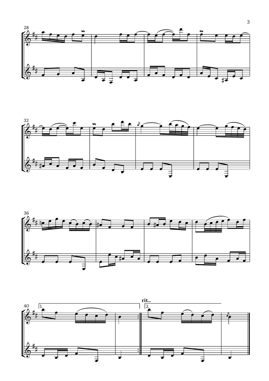 Badinerie by J. S. Bach (For Clarinet Duet) Clarinet Duet scores gallery preview page 3