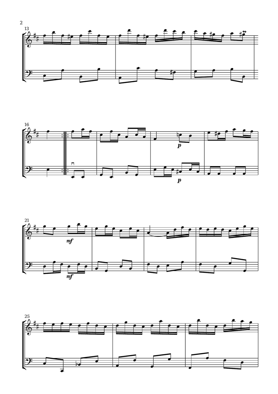 Badinerie by J. S. Bach (For Clarinet and Cello ) Chamber Music scores gallery preview page 2