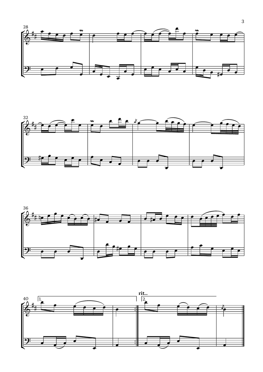 Badinerie by J. S. Bach (For Clarinet and Cello ) Chamber Music scores gallery preview page 3