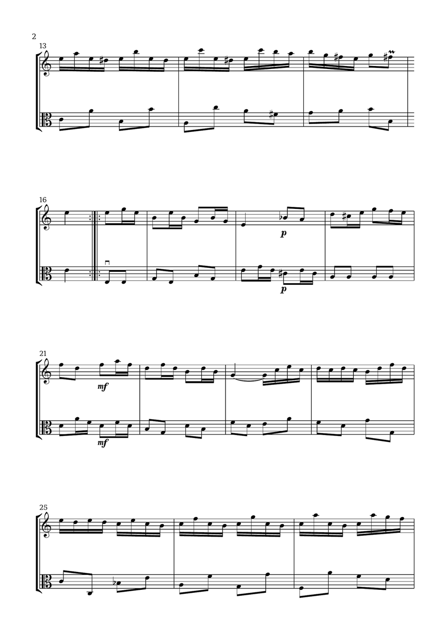 Badinerie by J. S. Bach (For Flute and Viola) Chamber Music scores gallery preview page 2