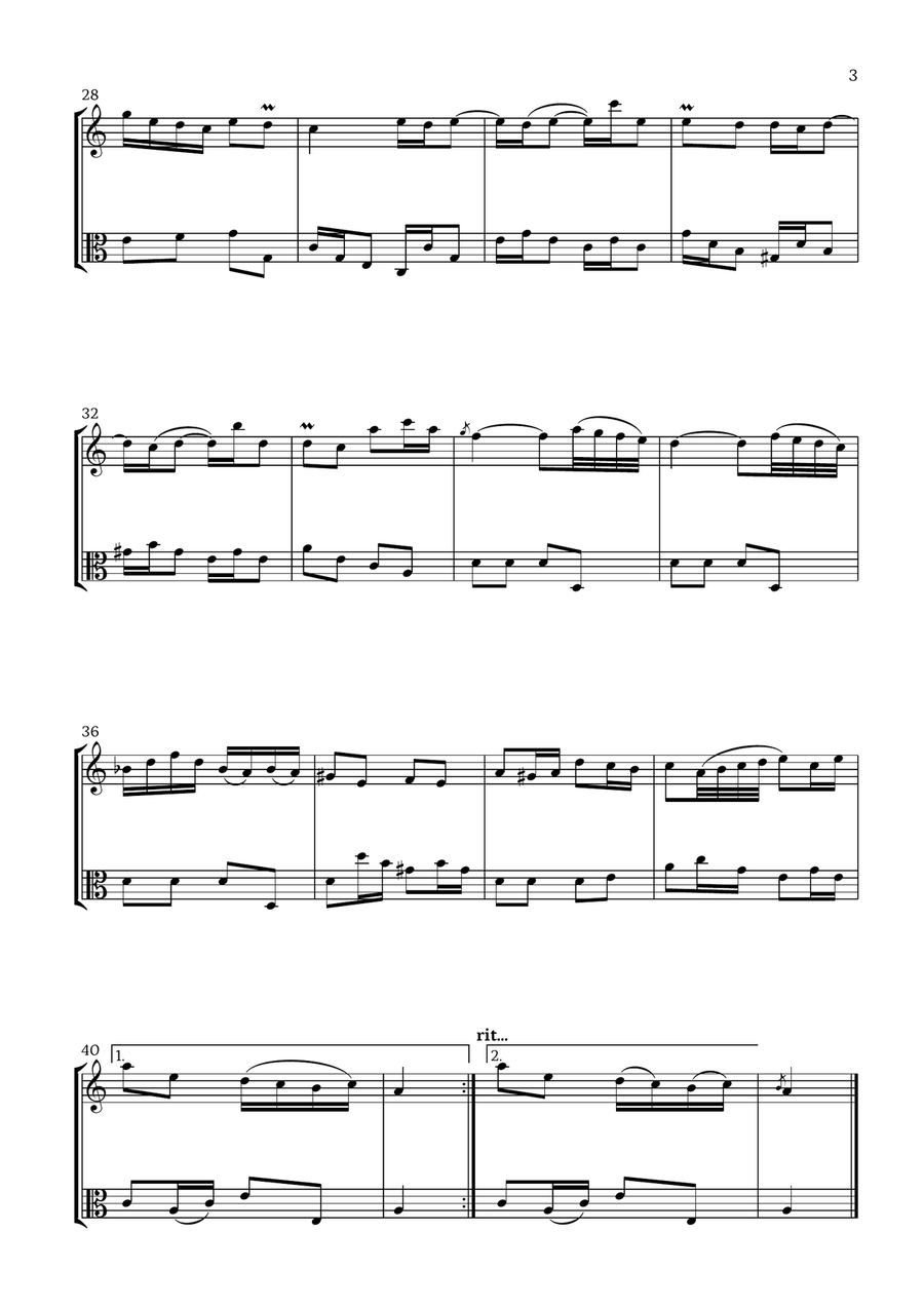 Badinerie by J. S. Bach (For Flute and Viola) Chamber Music scores gallery preview page 3