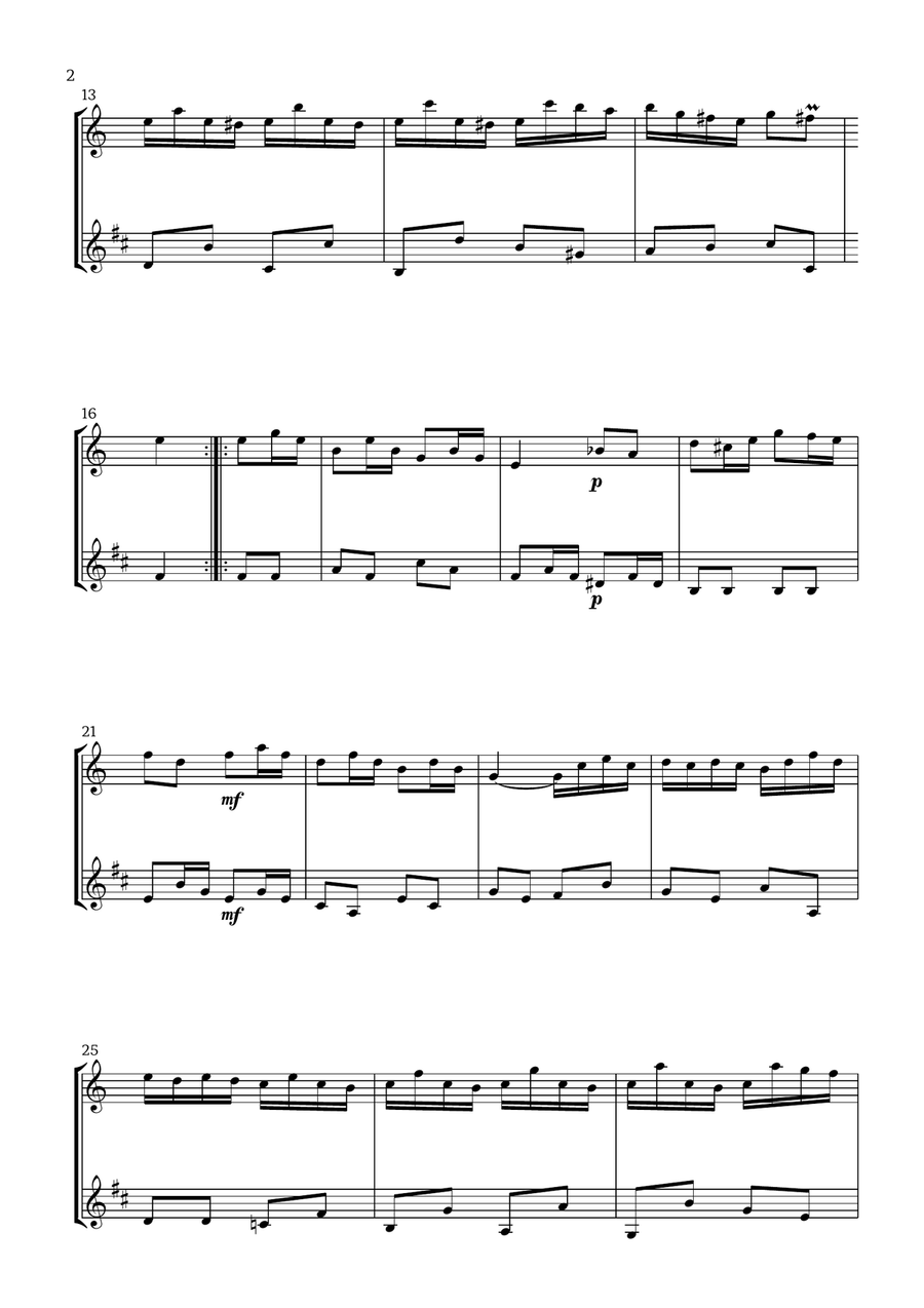Badinerie by J. S. Bach (For Flute and Clarinet) Woodwind Duet scores gallery preview page 2