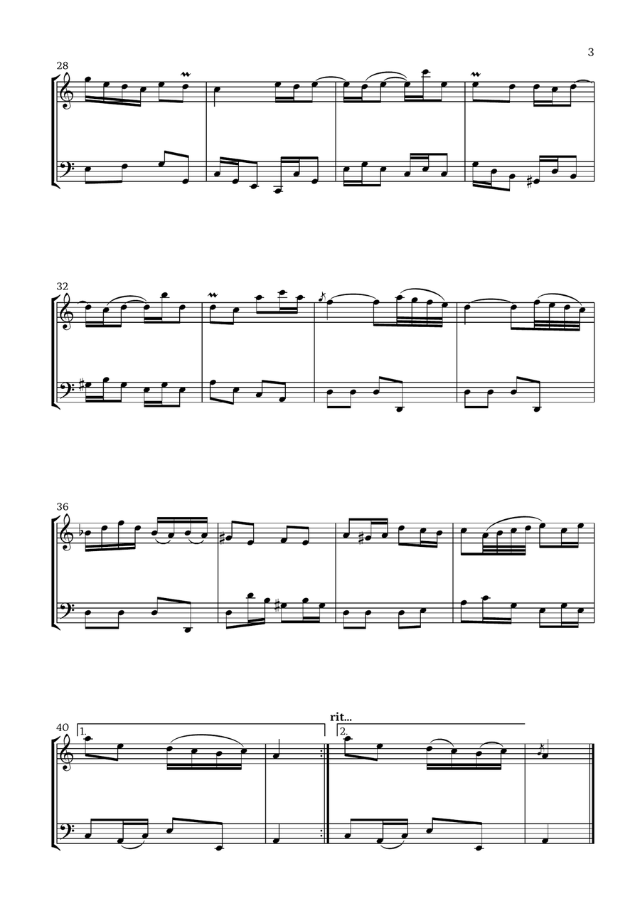 Badinerie by J. S. Bach (For Oboe and Cello) Chamber Music scores gallery preview page 3