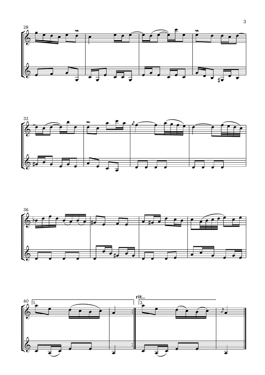 Badinerie by J. S. Bach (For Oboe and Violin) Chamber Music scores gallery preview page 3