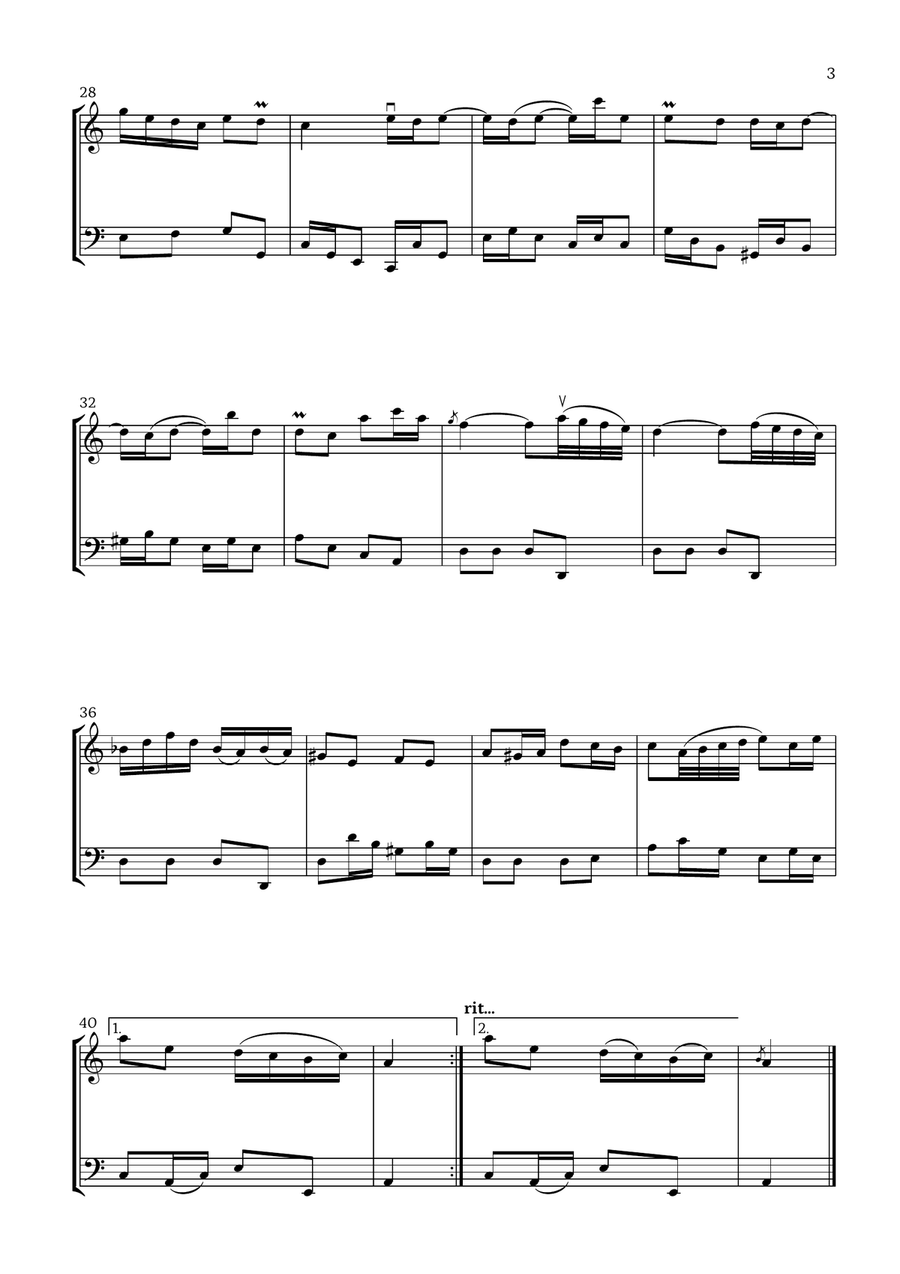 Badinerie by J. S. Bach (For Violin and Cello) Badinerie by J. S. Bach (For Violin and Cello) String Duet scores gallery preview page 3