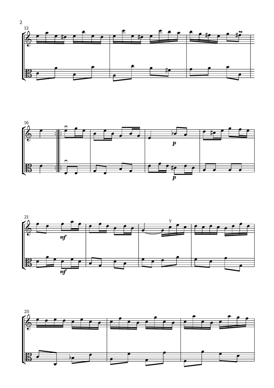 Badinerie by J. S. Bach (For Violin and Viola) String Duet scores gallery preview page 2
