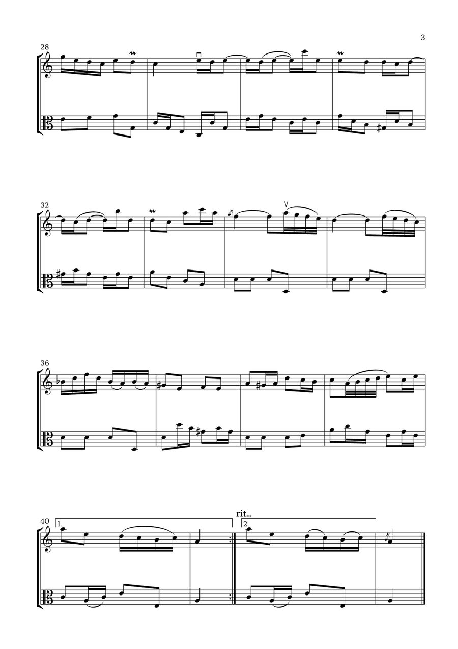 Badinerie by J. S. Bach (For Violin and Viola) String Duet scores gallery preview page 3