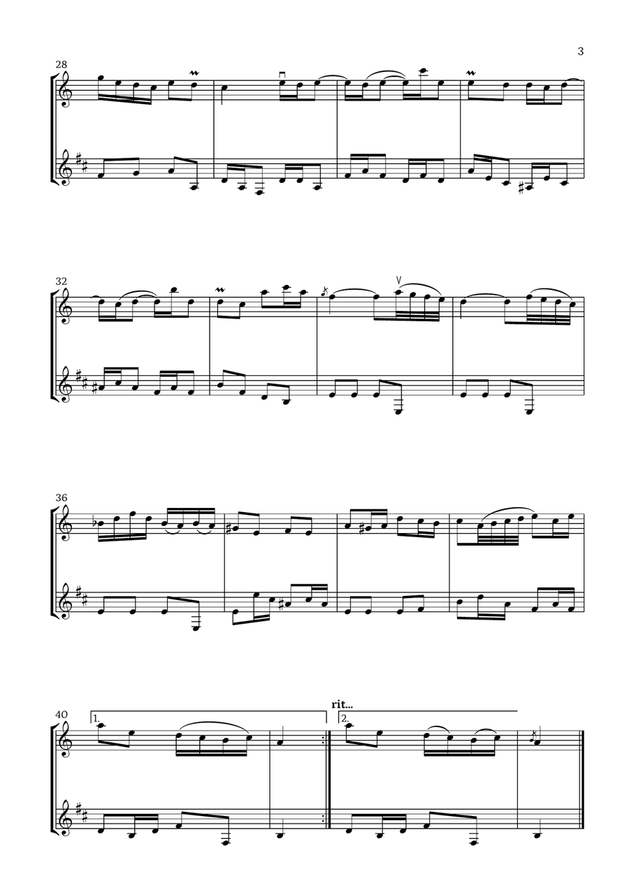 Badinerie by J. S. Bach (For Violin and Clarinet) Badinerie by J. S. Bach (For Violin and Clarinet) Chamber Music scores gallery preview page 3