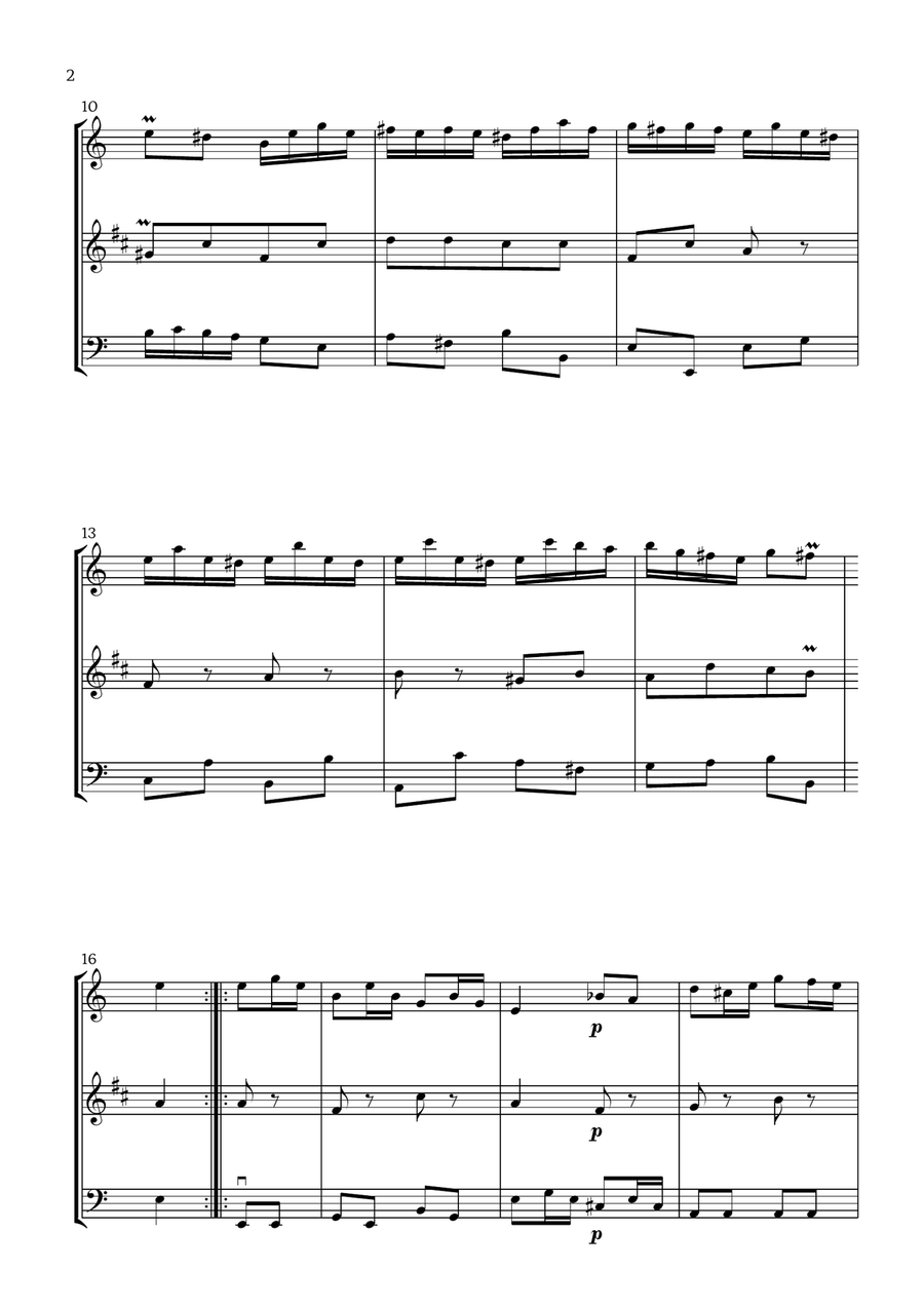 Badinerie by J. S. Bach (For Flute, Clarinet and Cello) Small Ensemble scores gallery preview page 2