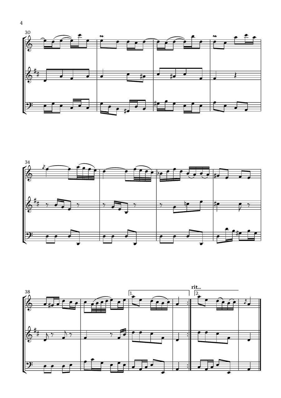 Badinerie by J. S. Bach (For Flute, Clarinet and Cello) Small Ensemble scores gallery preview page 4