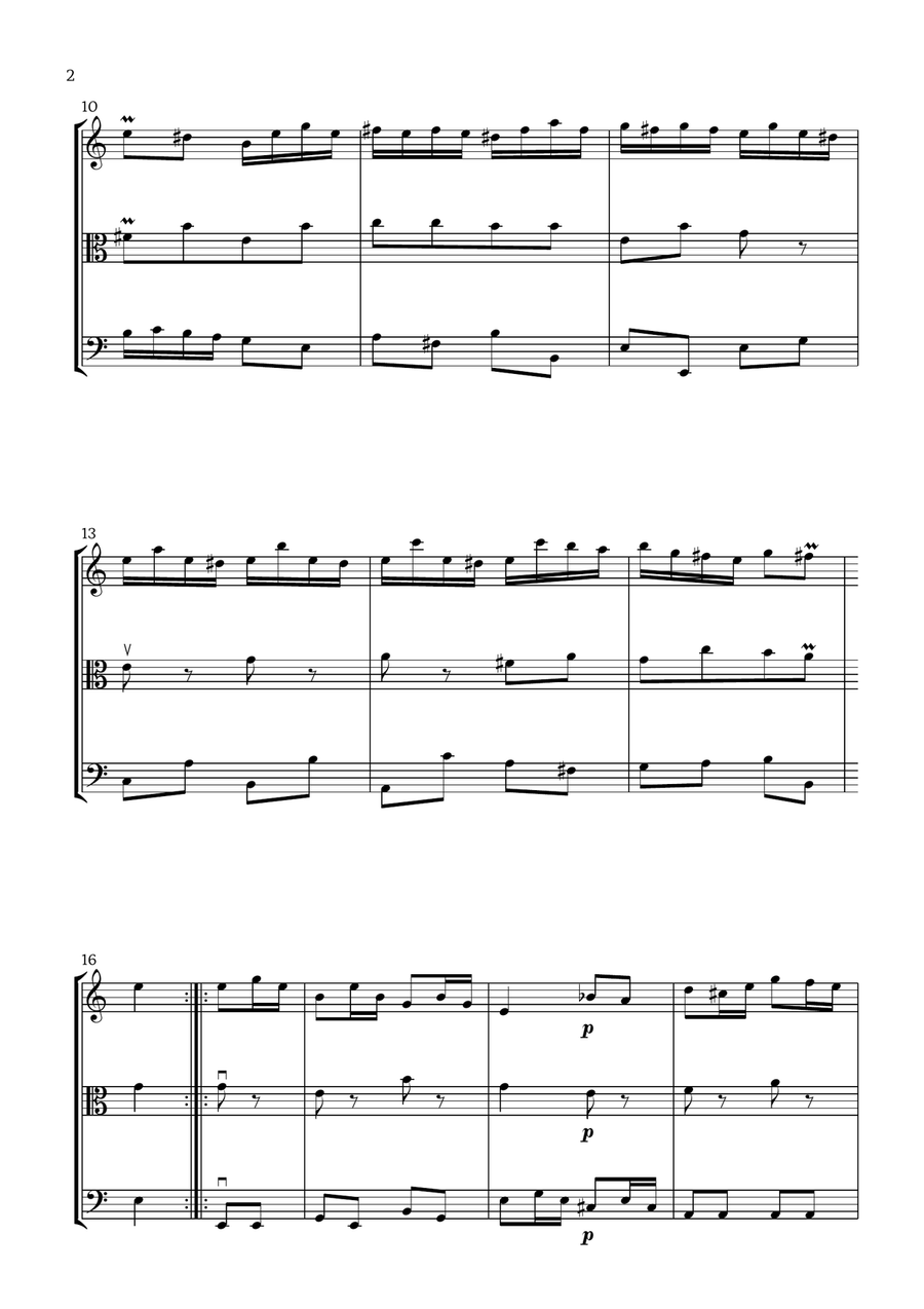 Badinerie by J. S. Bach (For Flute, Viola and Cello) Small Ensemble scores gallery preview page 2