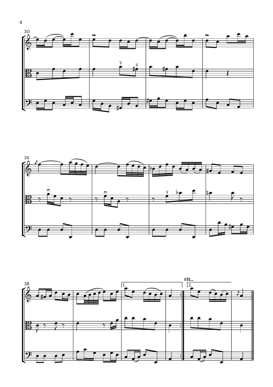Badinerie by J. S. Bach (For Flute, Viola and Cello) Small Ensemble scores gallery preview page 4