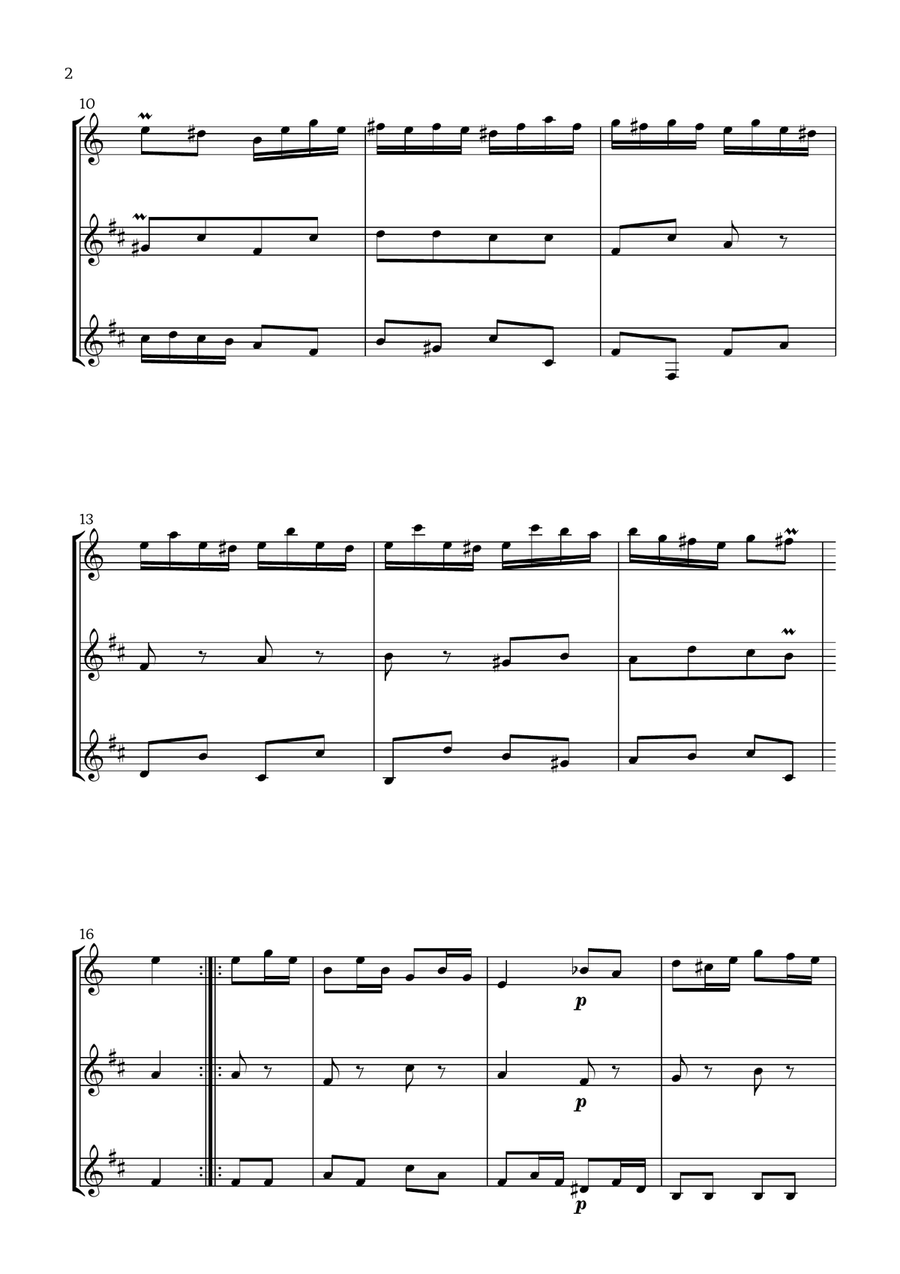 Badinerie by J. S. Bach (For Oboe, Clarinet and Bass Clarinet) Woodwind Trio scores gallery preview page 2