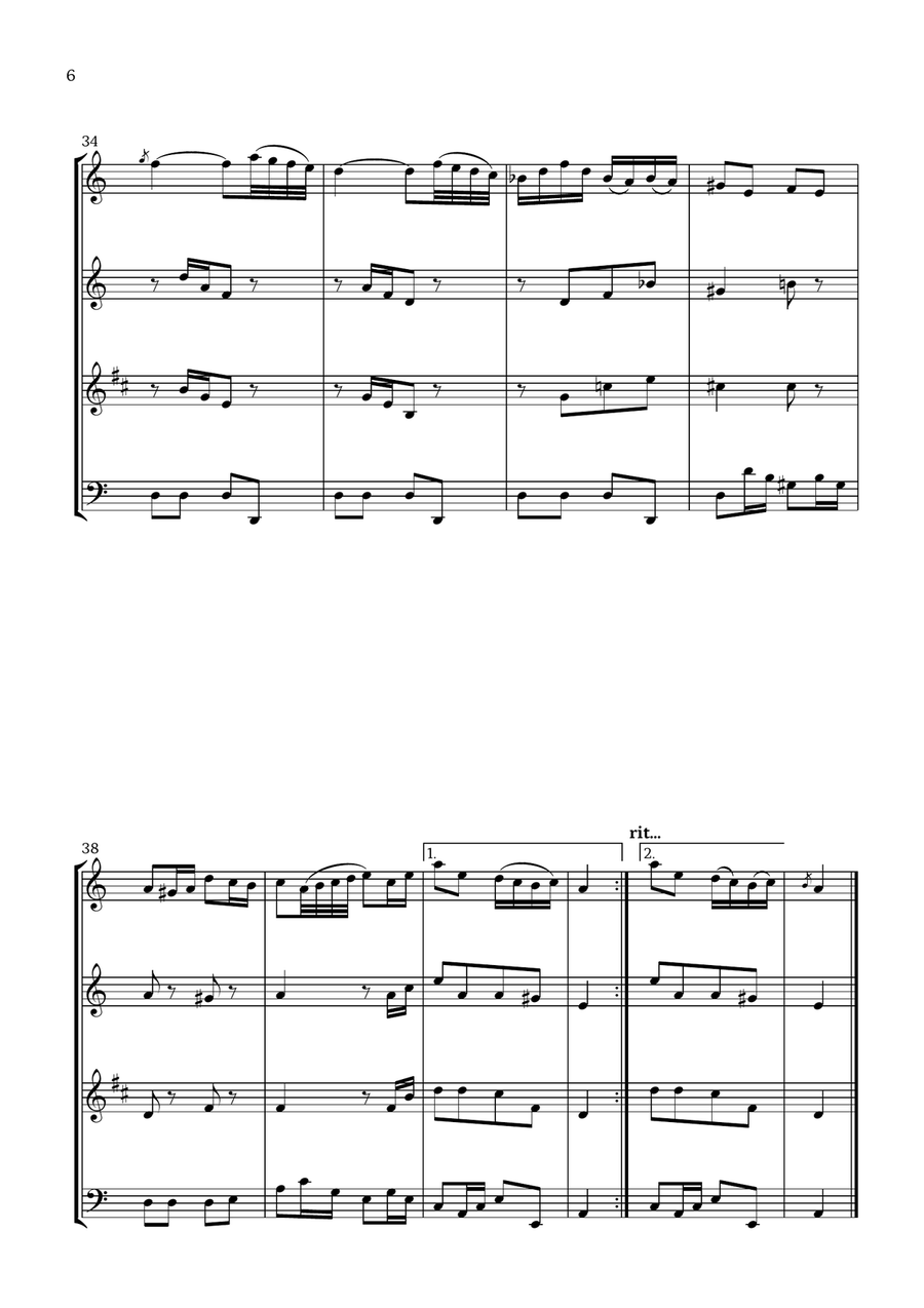 Badinerie by J. S. Bach (For Two Oboes, Clarinet and Bassoon) Small Ensemble scores gallery preview page 6